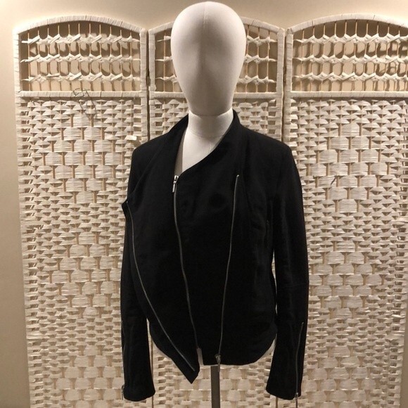 Blank NYC Mesh Detail Moro Crepe Bomber Jacket Size Small - Picture 3 of 10